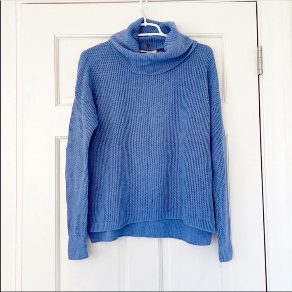 MADEWELL sweater size S blue convertible turtleneck cotton blend - Picture 4 of 10